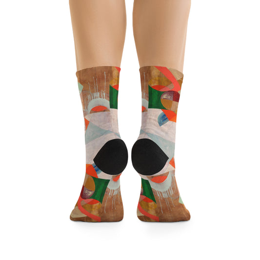 Abstract Geometric Recycled Poly Socks — Colorful Modern Art Crew Socks Printify