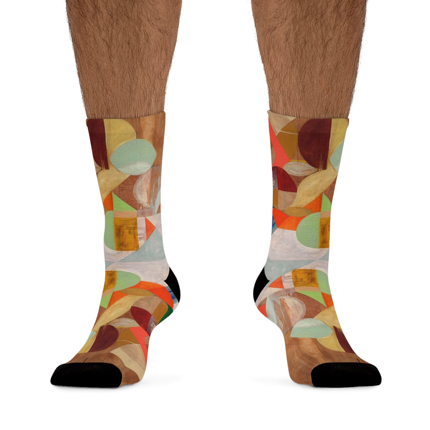 Abstract Geometric Recycled Poly Socks — Colorful Modern Art Crew Socks Printify